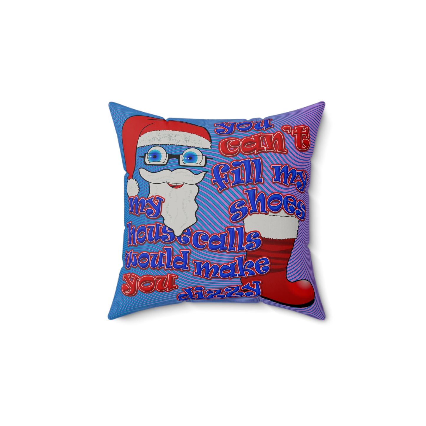 santa's shoes - Faux Suede Square Pillow - (light blue-purple wave)