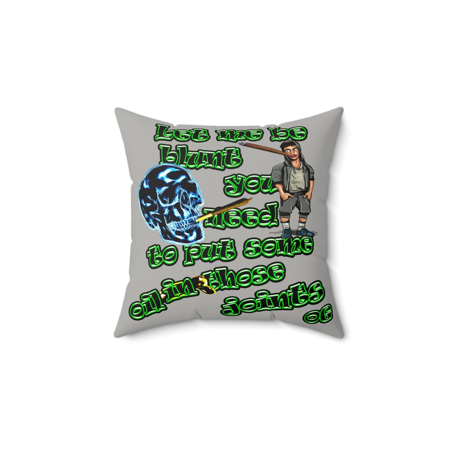 og - Faux Suede Square Pillow - (light grey)
