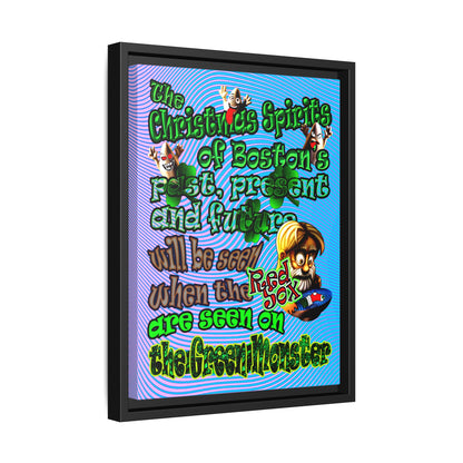 christmas spirits of boston - framed canvas art (light blue-purple wave)