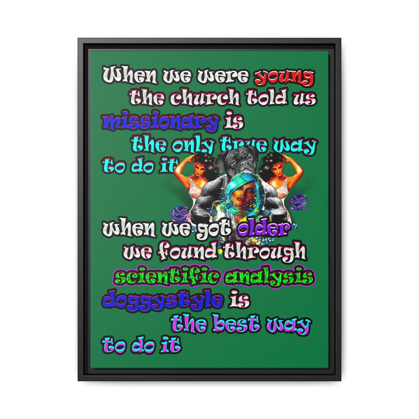 doggystyle - framed canvas art (dark green)