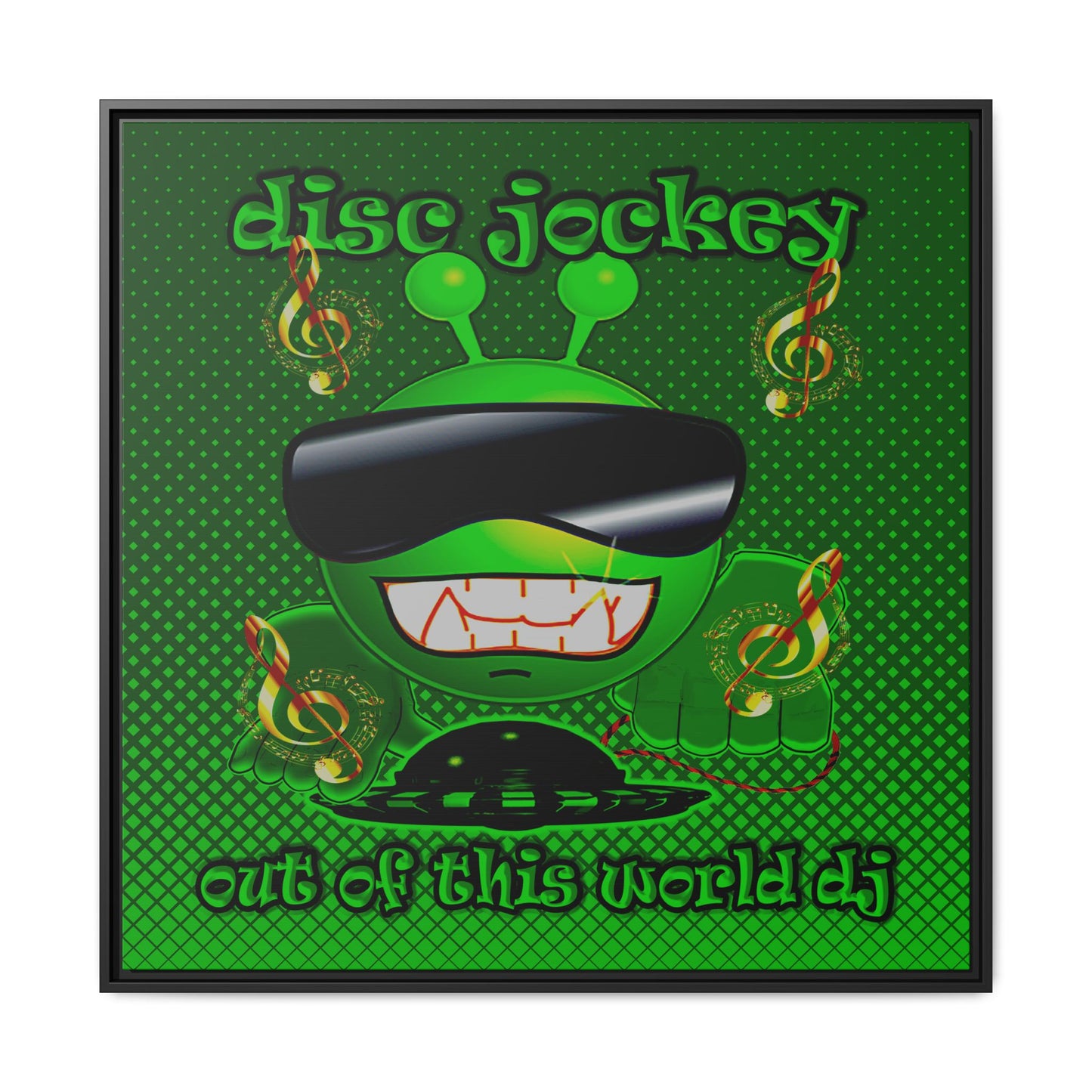 disc jockey - framed canvas art (logo green)