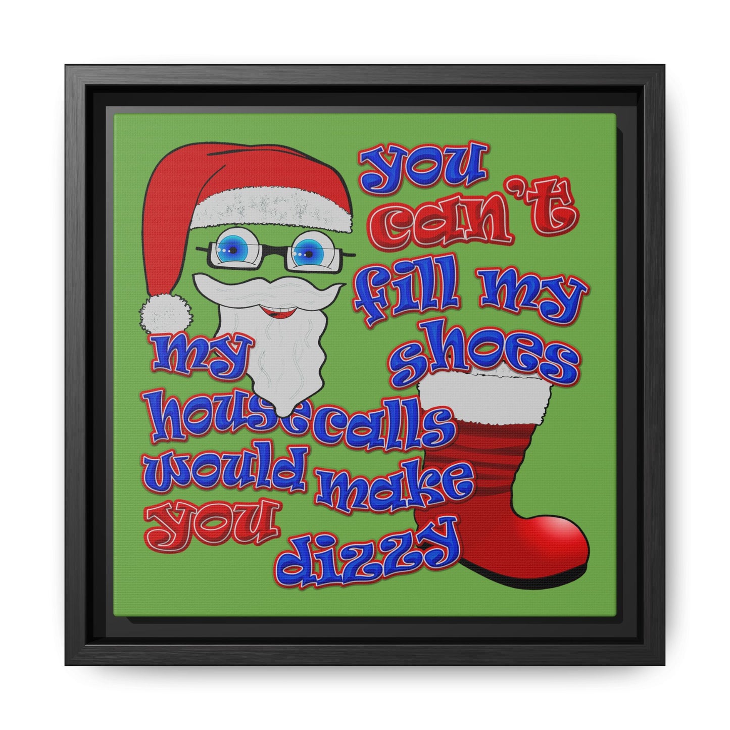 santa's shoes - framed canvas art (green)