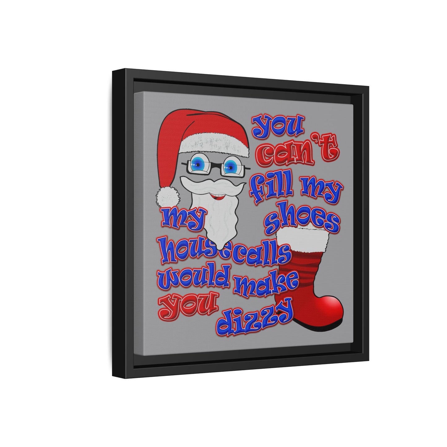 santa's shoes - framed canvas art (grey)