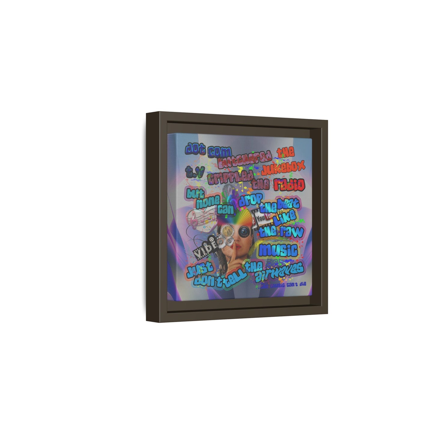drop the beat - framed canvas art (grey-pink wave)