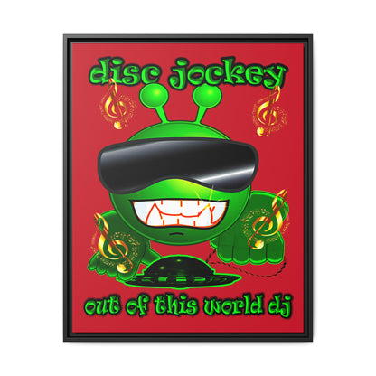 disc jockey - framed canvas art (dark red)