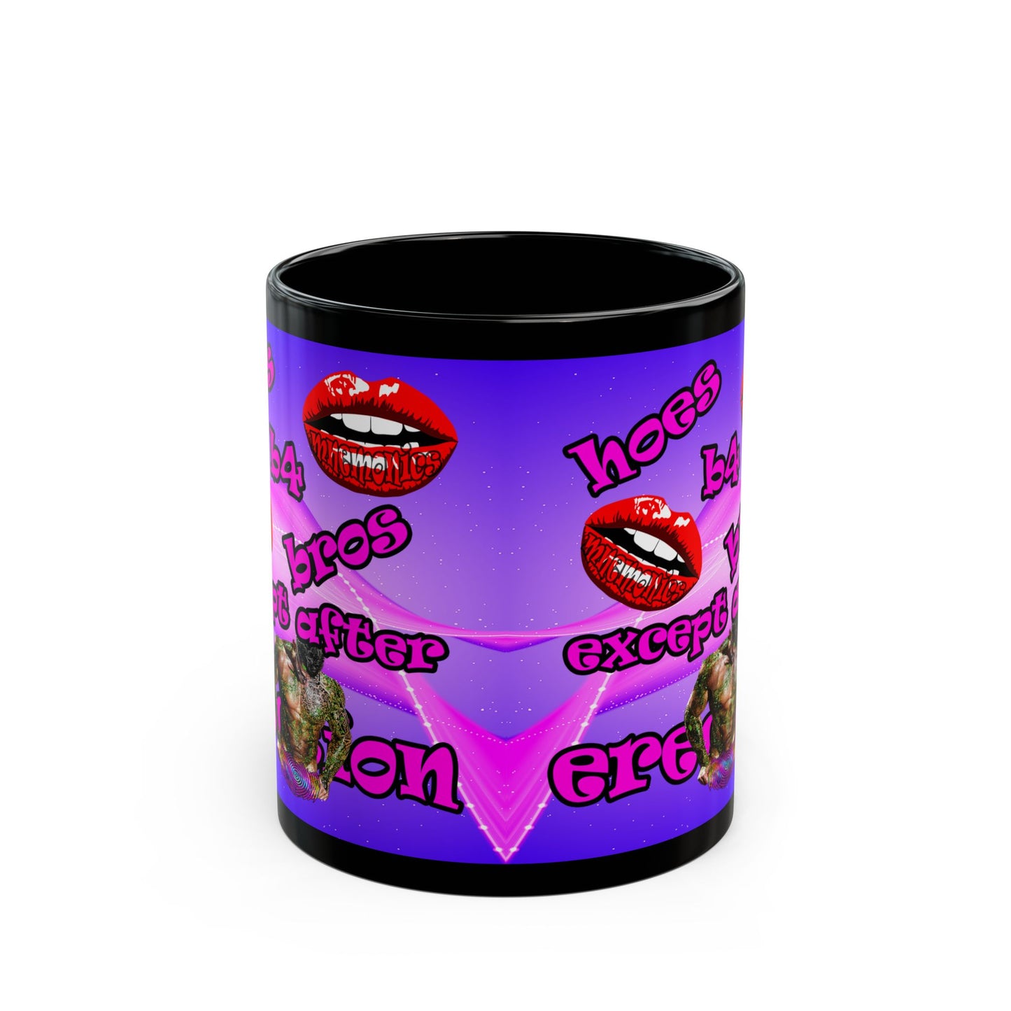 hoes b4 bros - Black Mug (purple-pink wave)