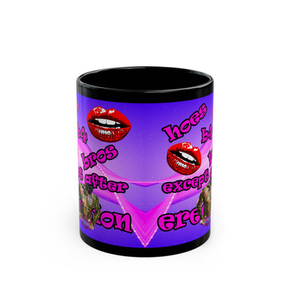 hoes b4 bros - Black Mug (purple-pink wave)