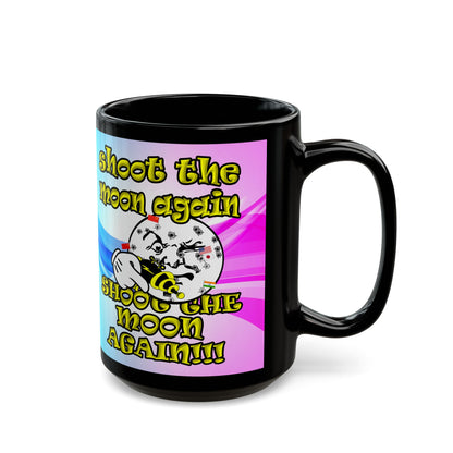 shoot the moon again - Black Mug (light blue-pink wave)