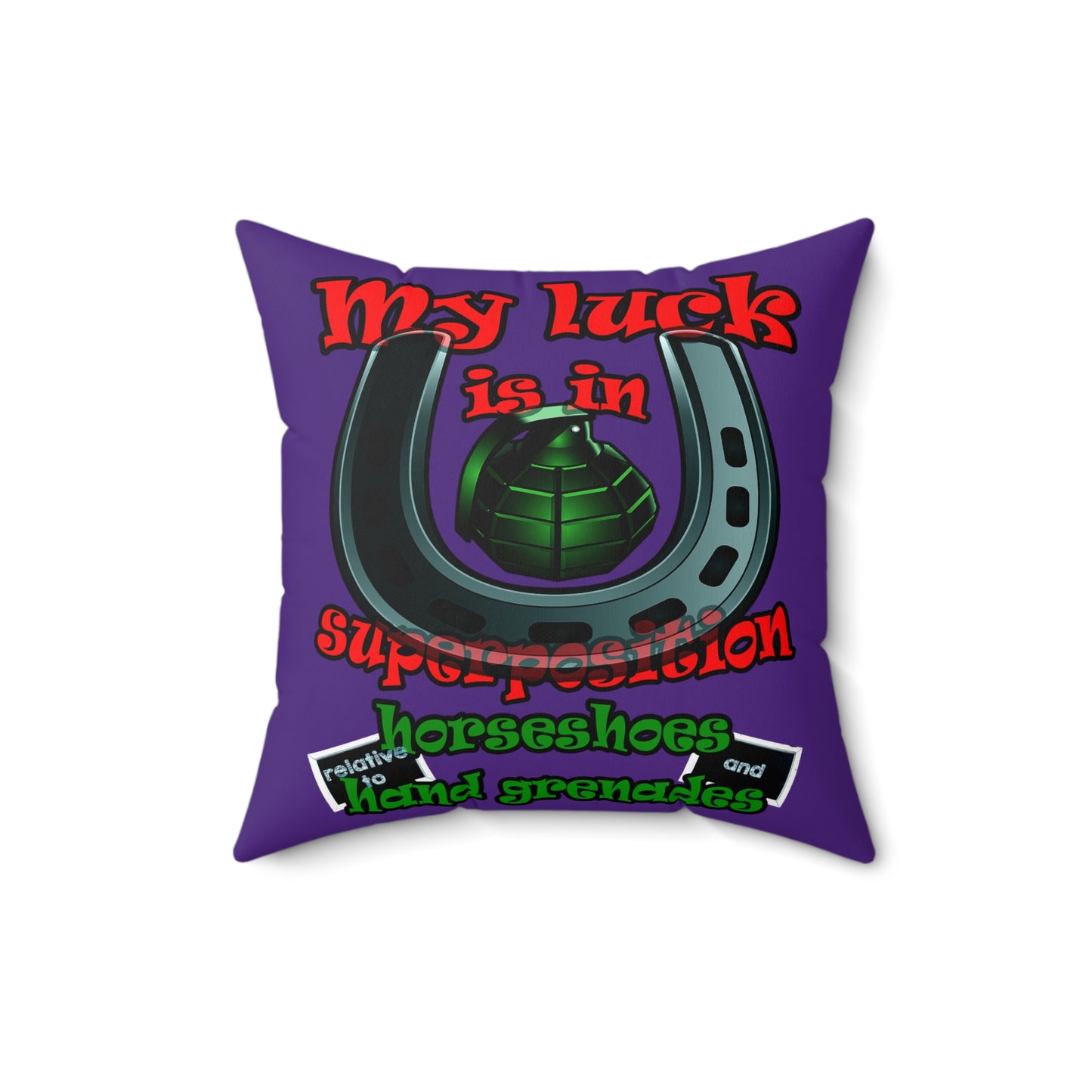 my luck - Spun Polyester Square Pillow - (purple)
