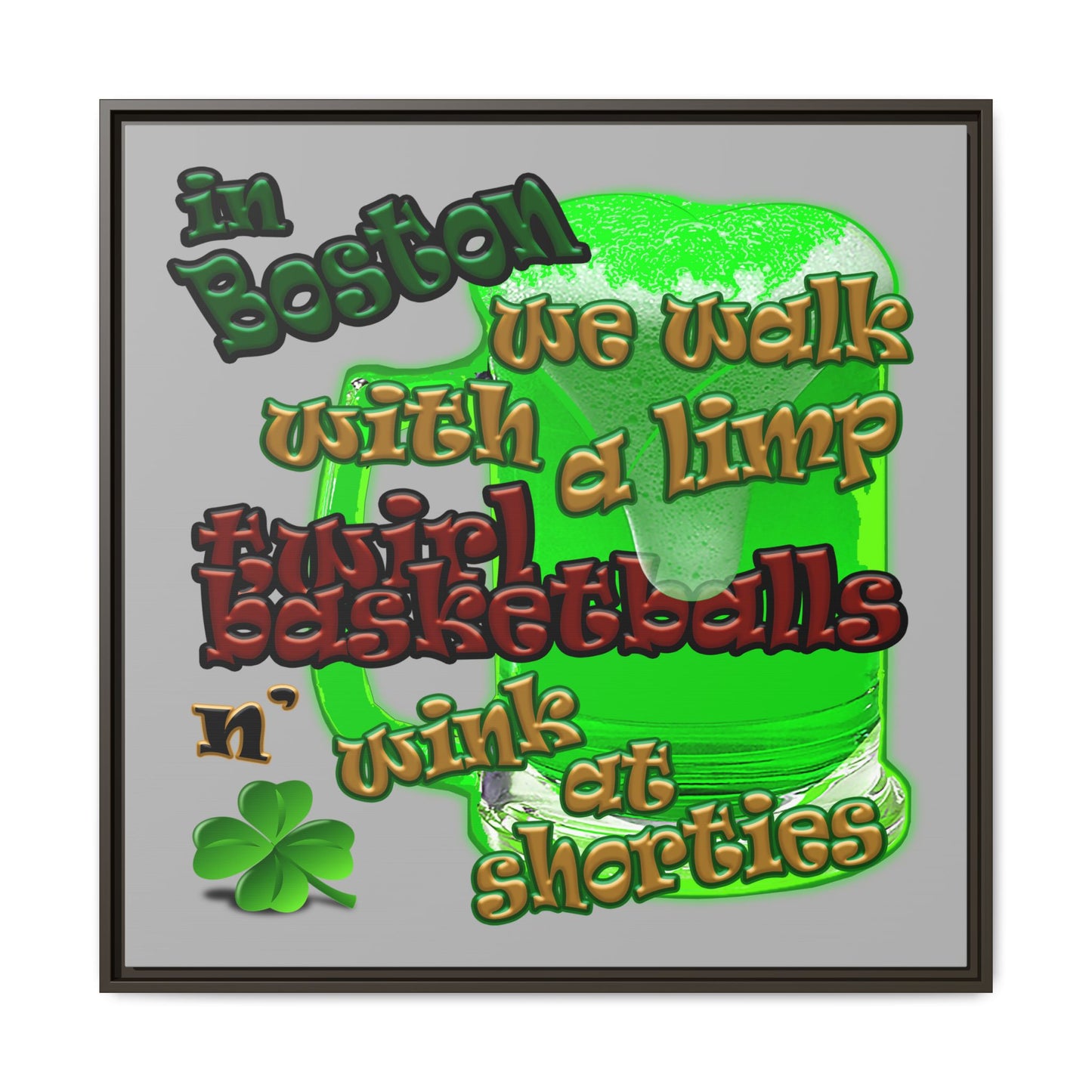 celtics logo - framed canvas art (light grey)