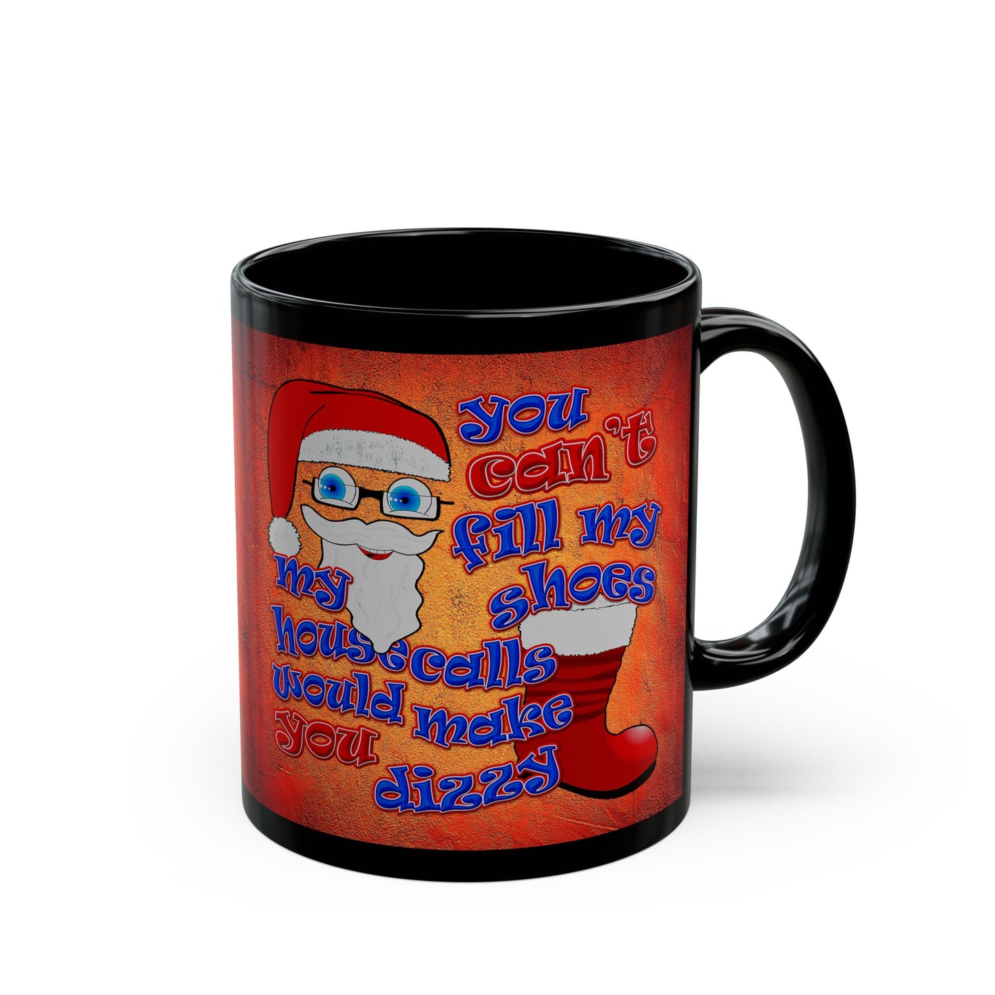 santa's shoes - Black Mug (burnt orange)