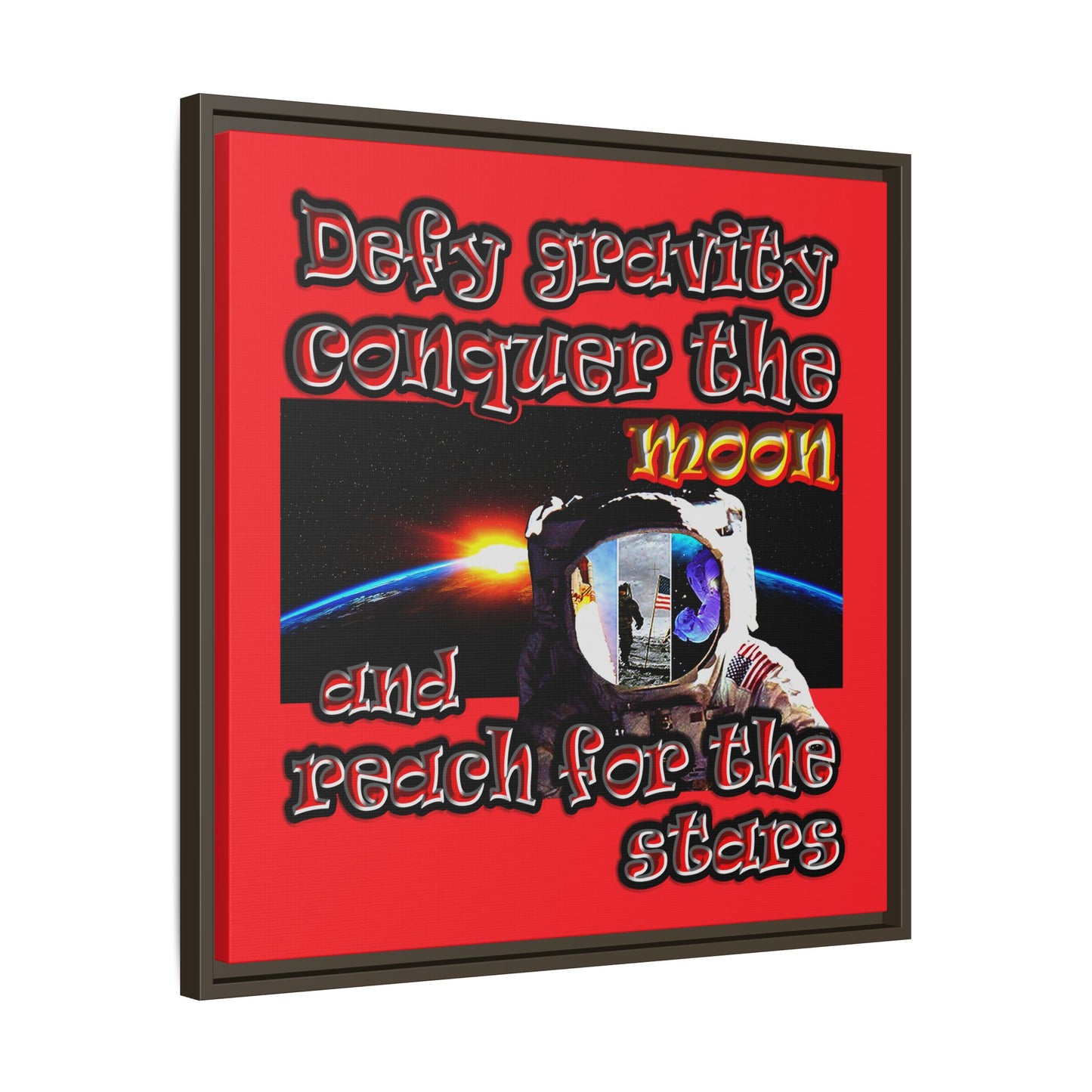 defy conquer reach - framed canvas art (red)