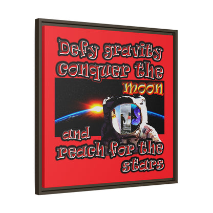 defy conquer reach - framed canvas art (red)