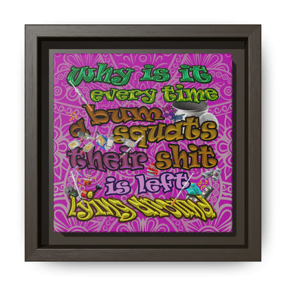 the bum's shit - framed canvas art (pink swirl)