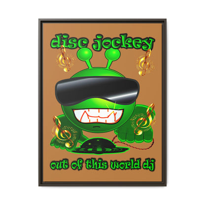 disc jockey - framed canvas art (light brown)