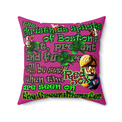 christmas spirits of boston - Spun Polyester Square Pillow - (pink)