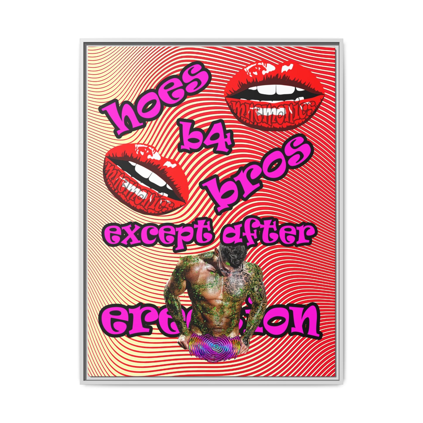 hoes b4 bros - framed canvas art (yellow-orange wave)