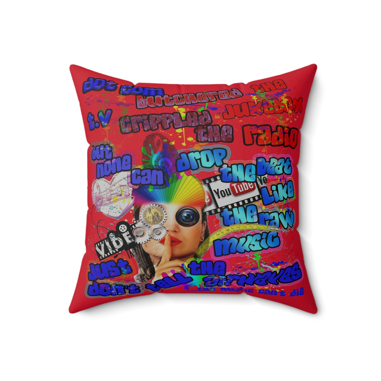 drop the beat - Spun Polyester Square Pillow - (dark red)