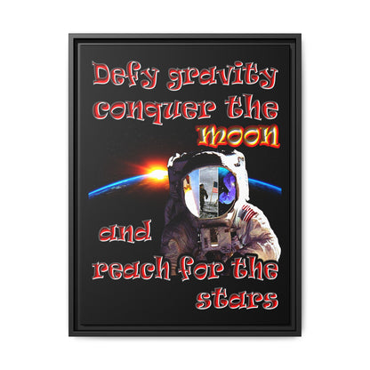 defy conquer reach - framed canvas art (black)