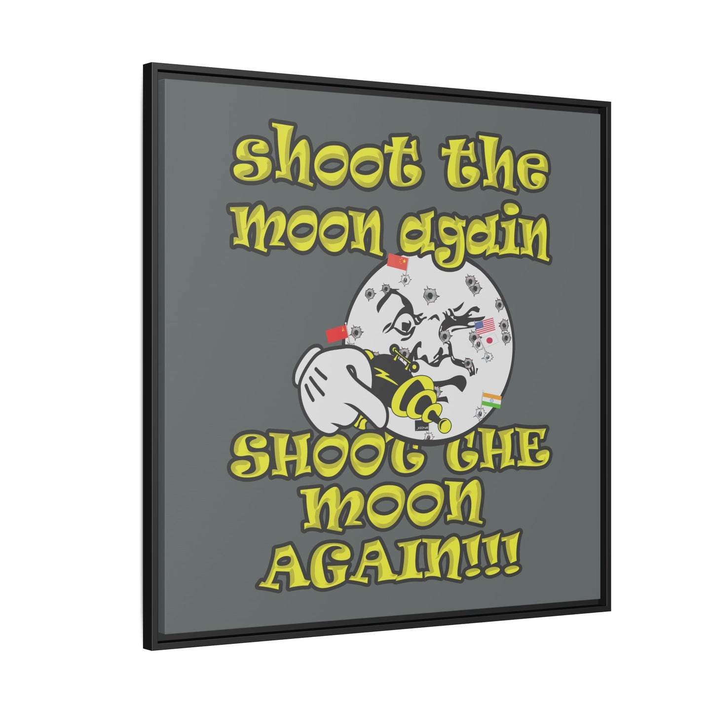 shoot the moon again - framed canvas art (dark grey)