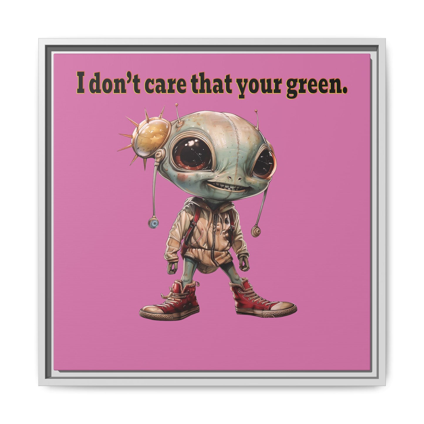 I don't care that your green - framed canvas art (light pink)