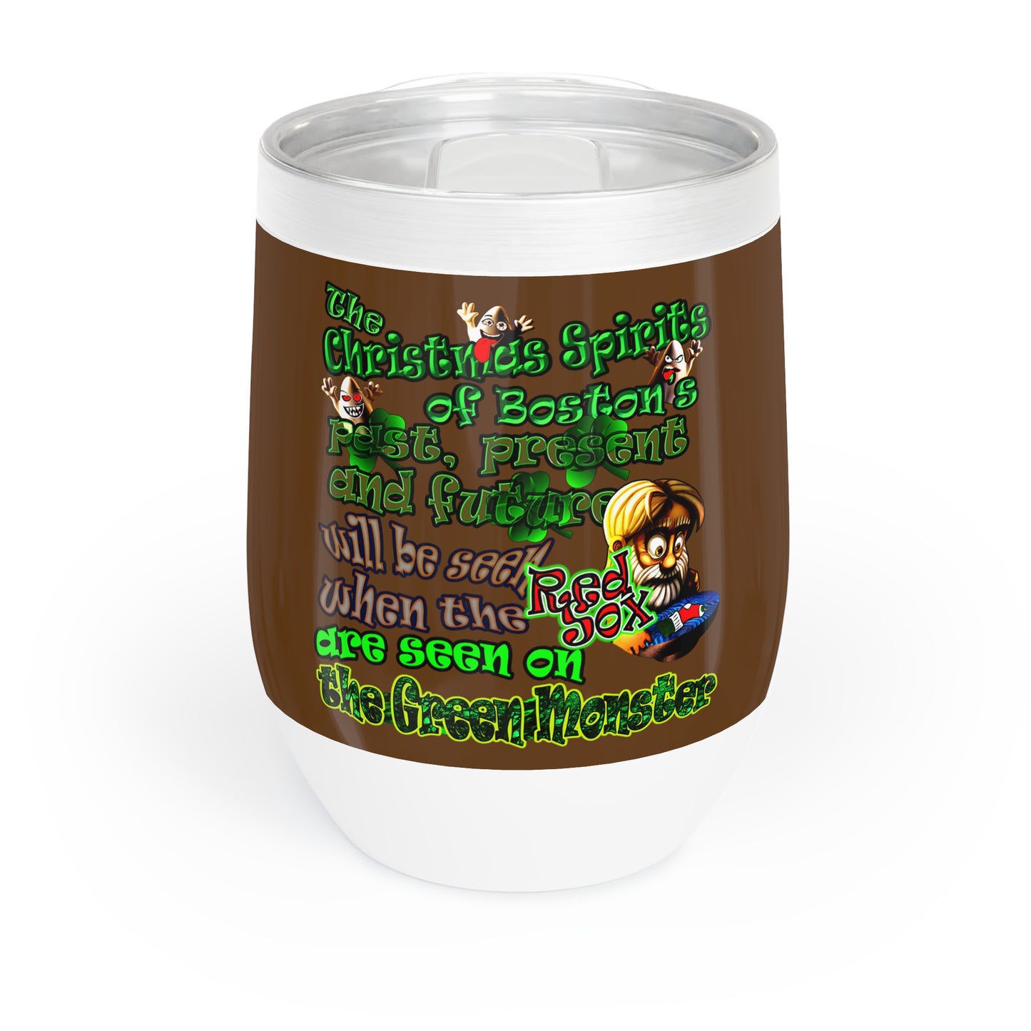 christmas spirits of boston - Chill Wine Tumbler (brown)