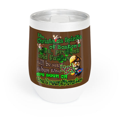 christmas spirits of boston - Chill Wine Tumbler (brown)