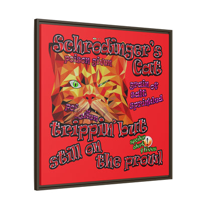 schrodinger's cat - framed canvas art (red)