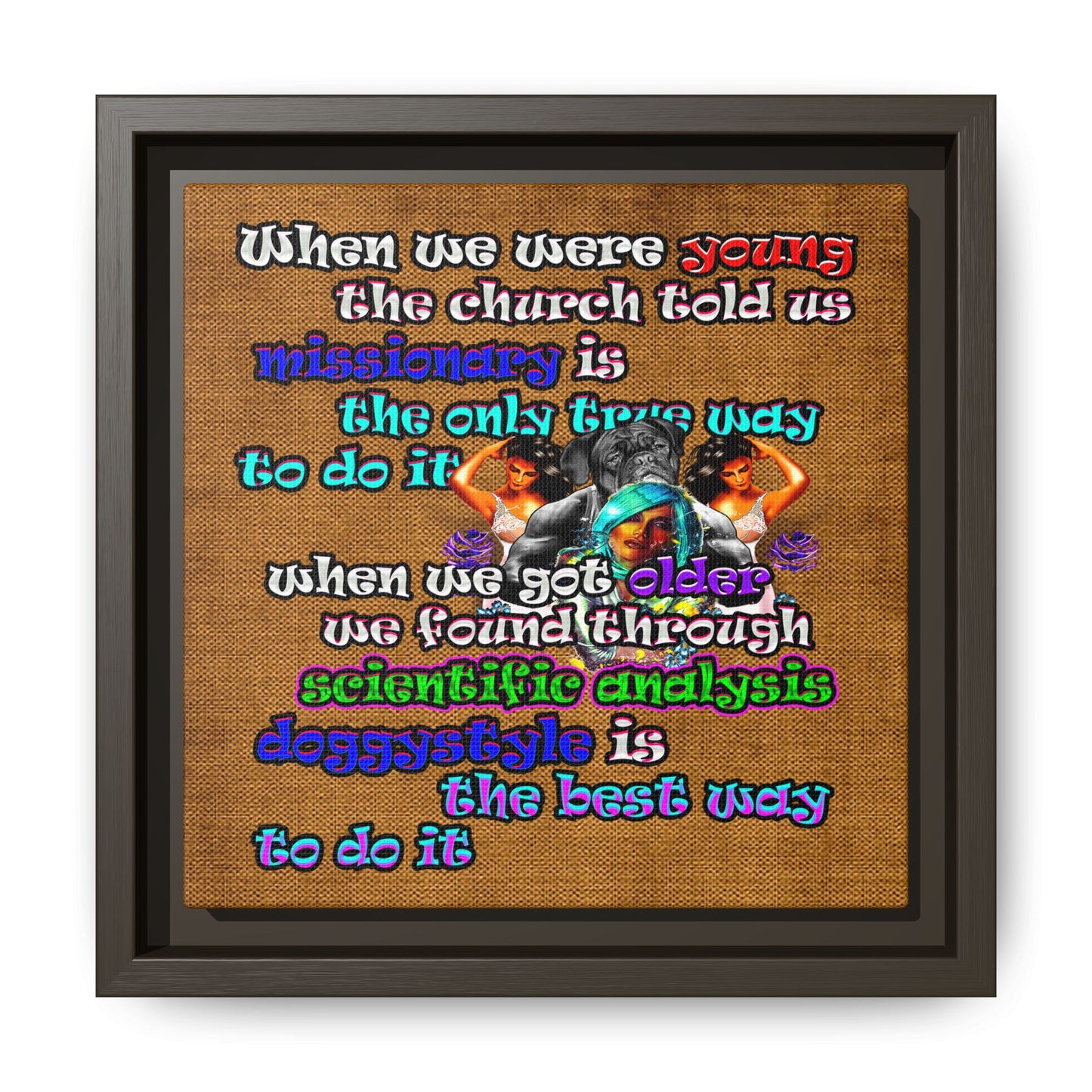 doggystyle - framed canvas art (brown papyrus)