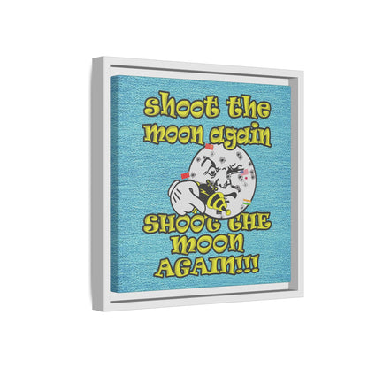 shoot the moon again - framed canvas art (faded blue)