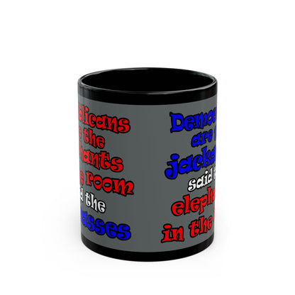 donkeys and elephants - Black Mug (dark grey)