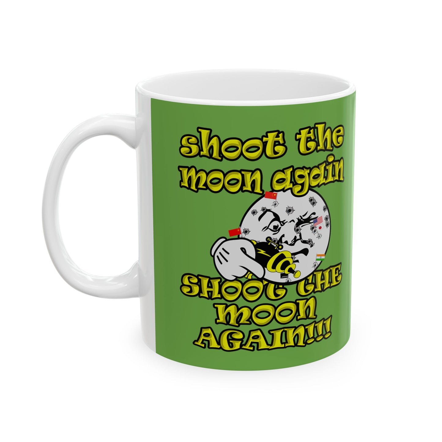 shoot the moon again - White Mug (green)