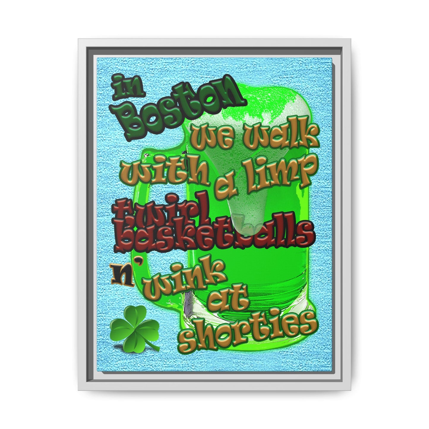 celtics logo - framed canvas art (faded blue)