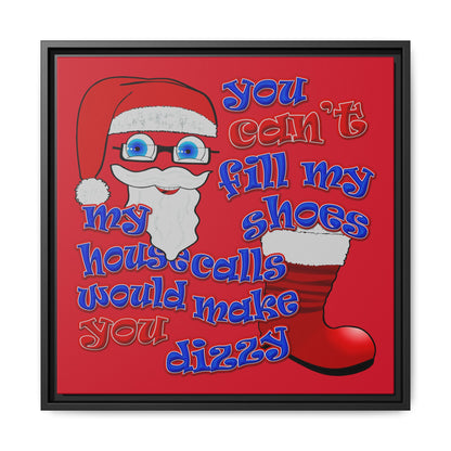 santa's shoes - framed canvas art (dark red)