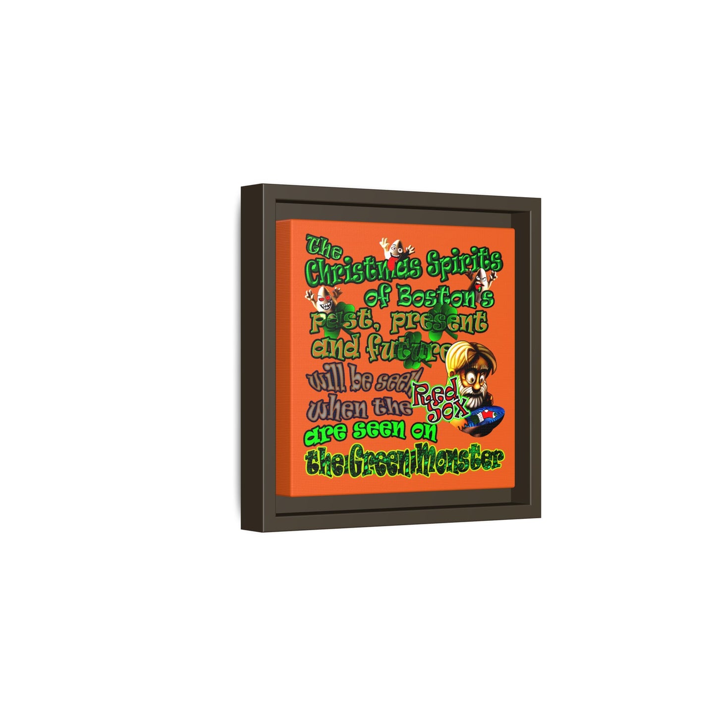 christmas spirits of boston - framed canvas art (orange)