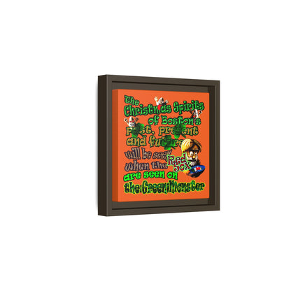 christmas spirits of boston - framed canvas art (orange)