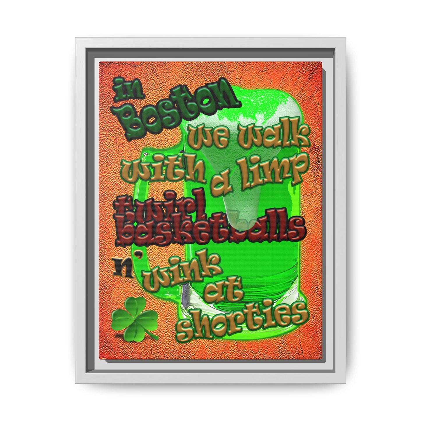 celtics logo - framed canvas art (burnt orange)