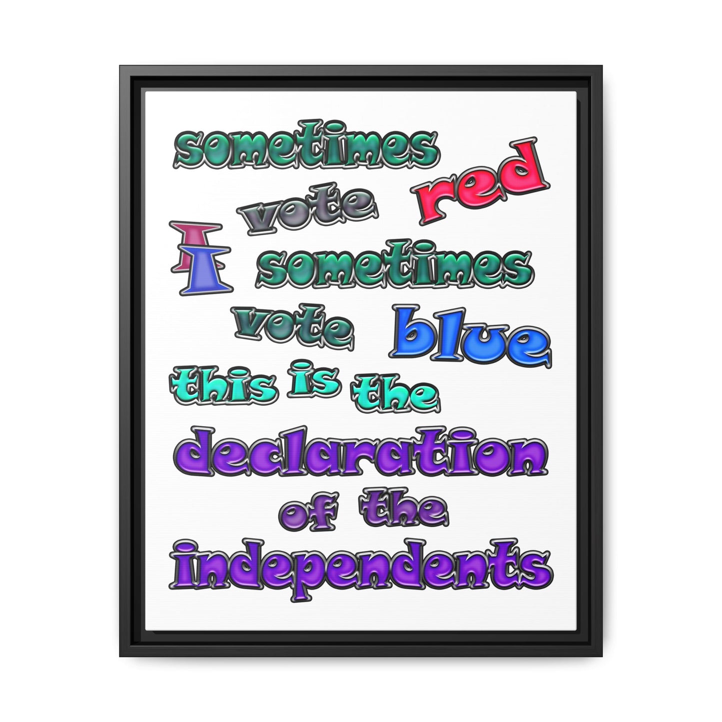 declaration of the independents - framed canvas art (white)