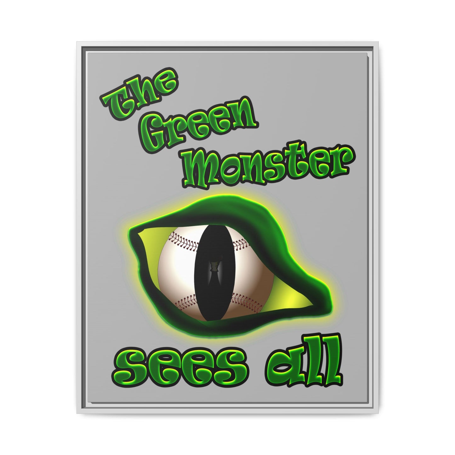 green monster - framed canvas art (light grey)