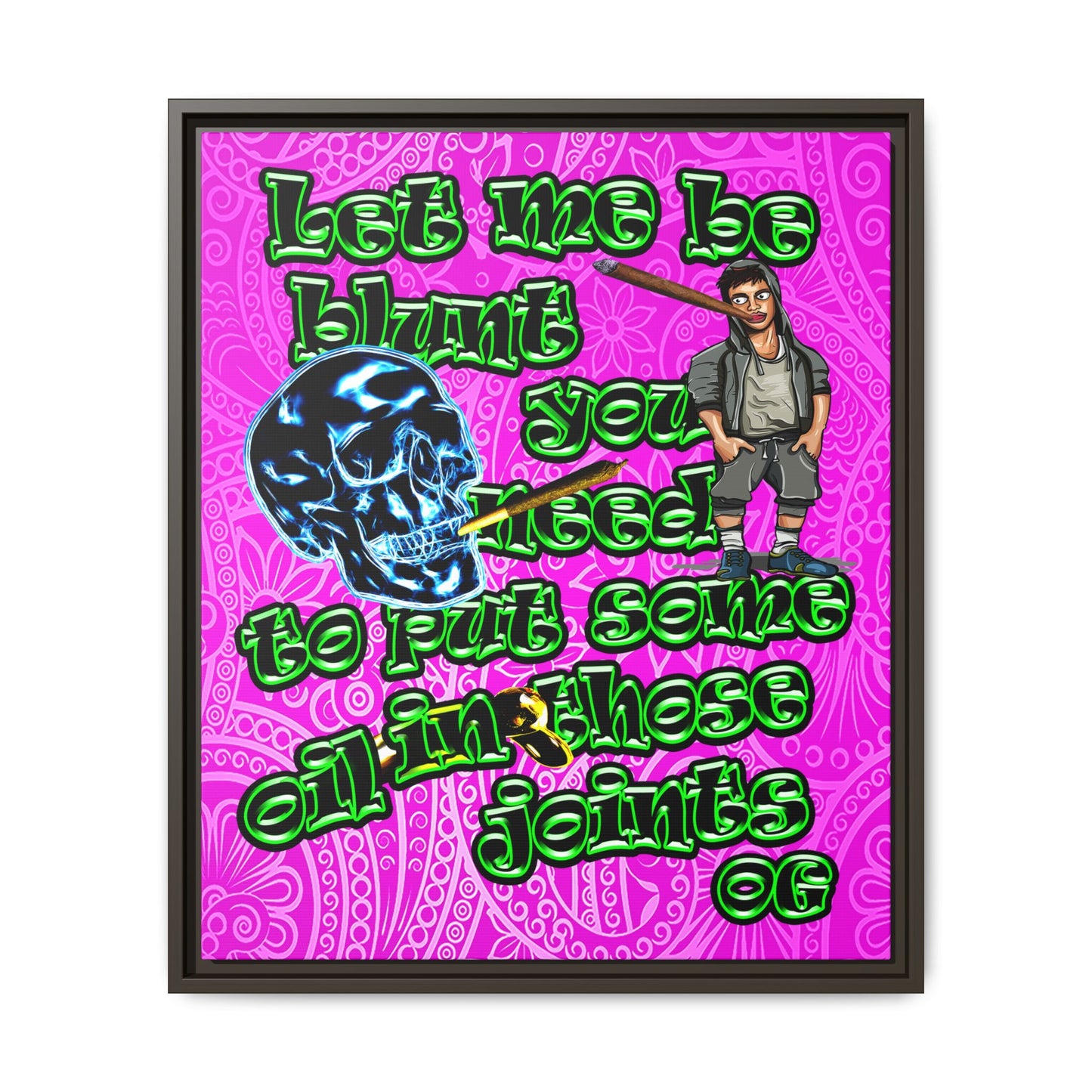 og - framed canvas art (pink swirl)