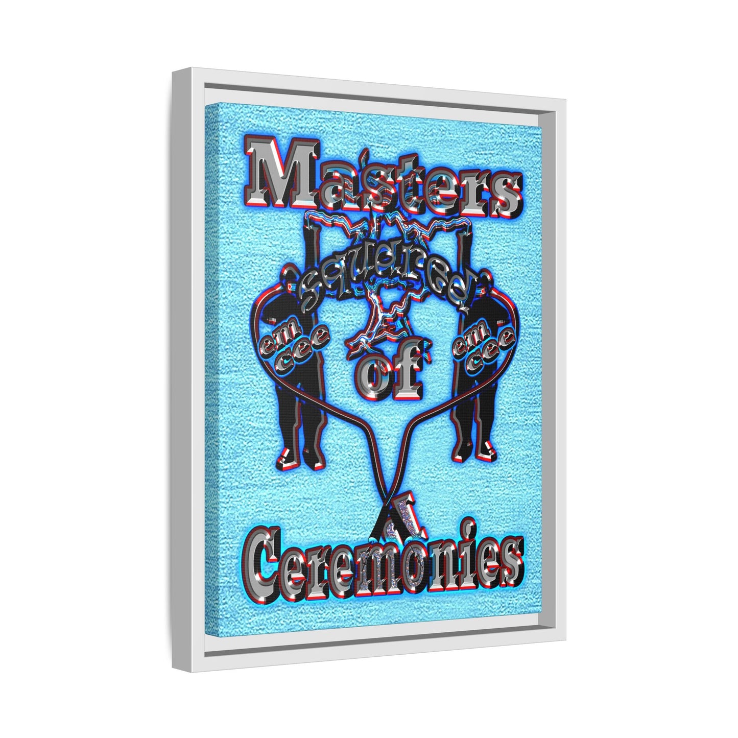 em cee squared - framed canvas art (faded blue)
