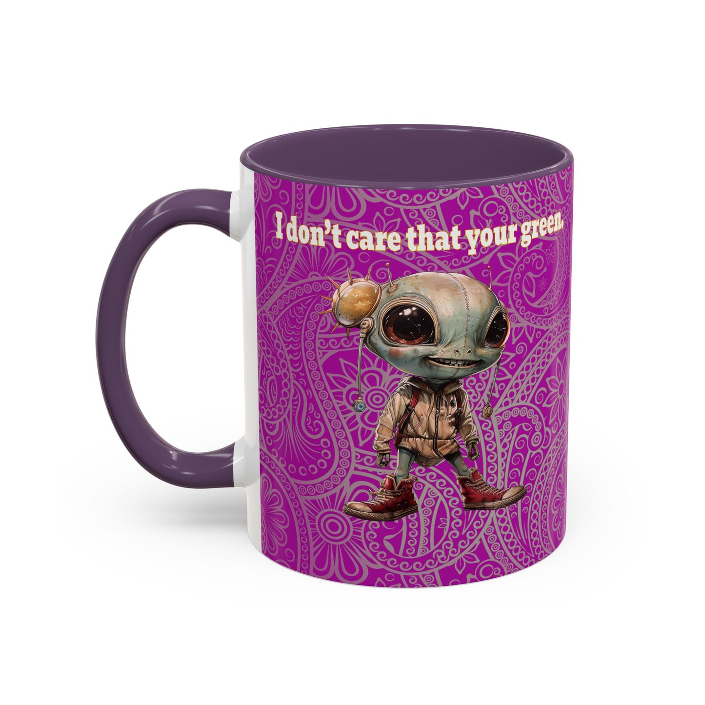 I don't care that your grey - Accent Mug (pink swirl)
