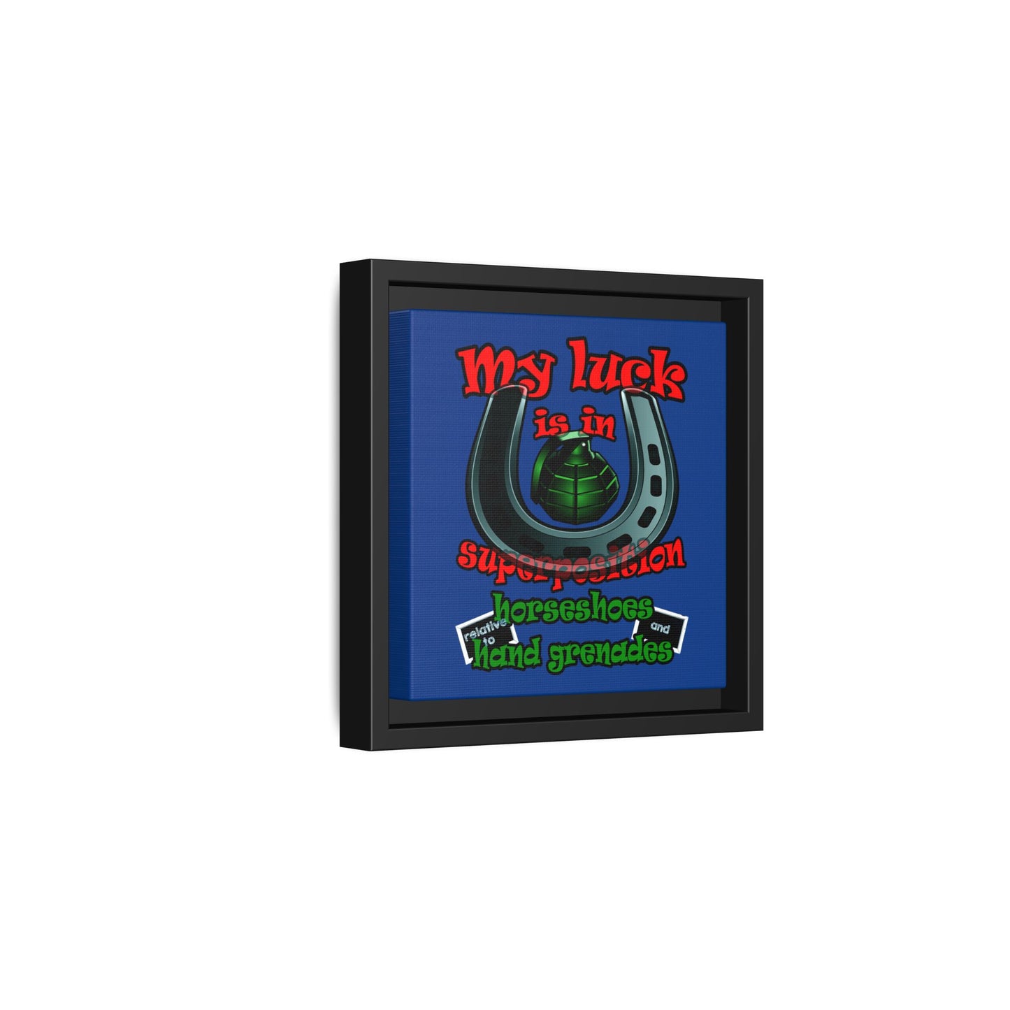 my luck - framed canvas art (dark blue)
