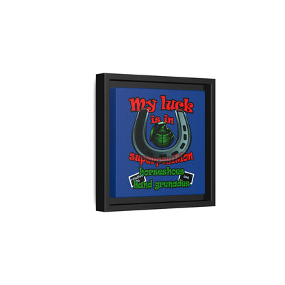 my luck - framed canvas art (dark blue)