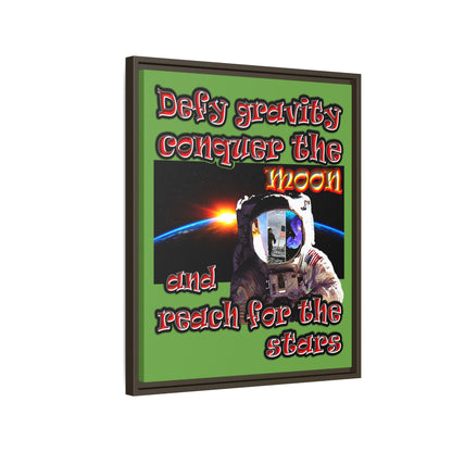 defy conquer reach - framed canvas art (green)