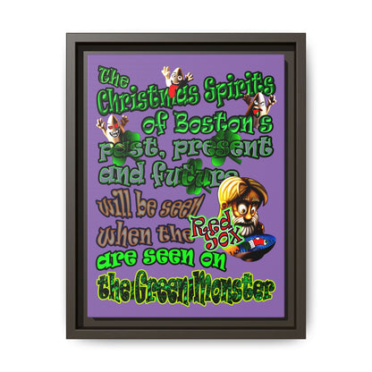 christmas spirits of boston - framed canvas art (light purple)