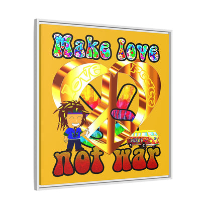 love peace - framed canvas art (yellow)