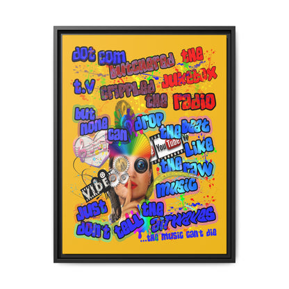 drop the beat - framed canvas art (yellow)