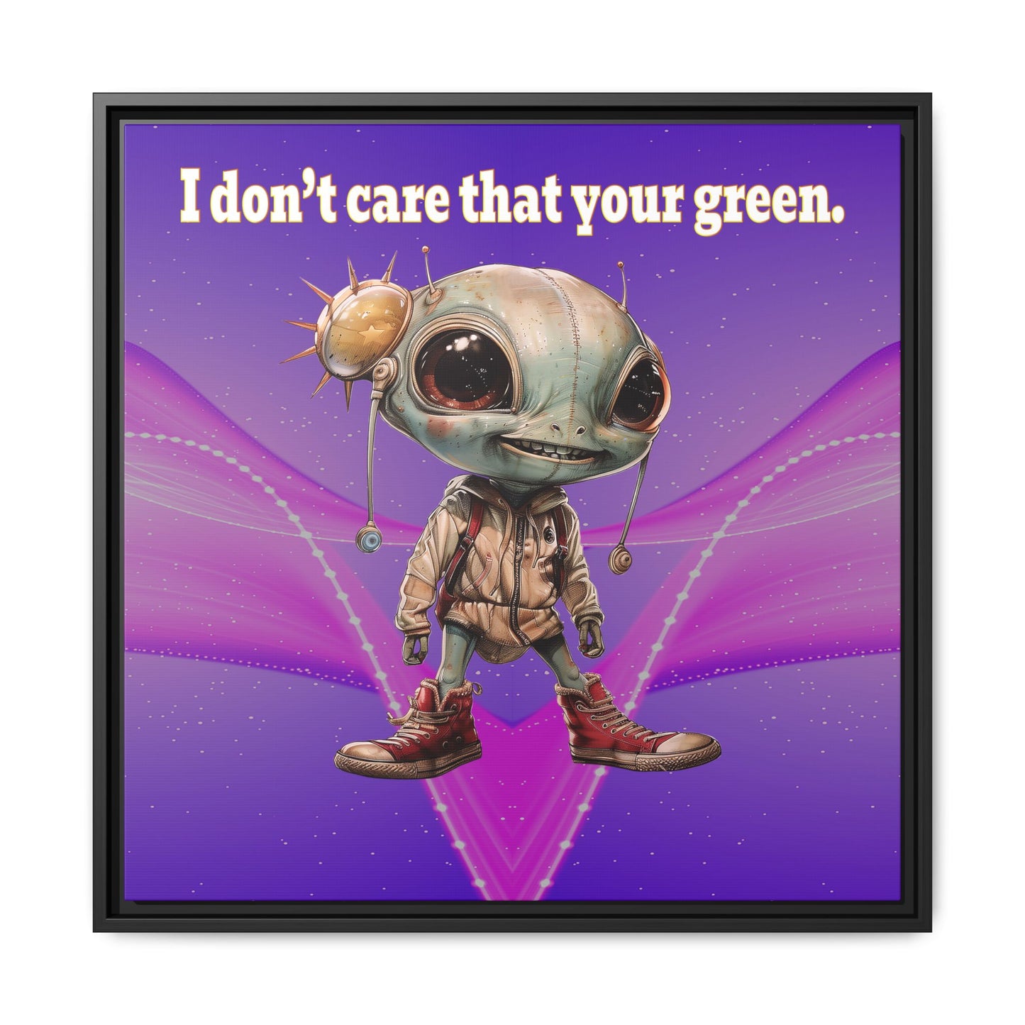 I don't care that your green - framed canvas art (purple-pink wave)