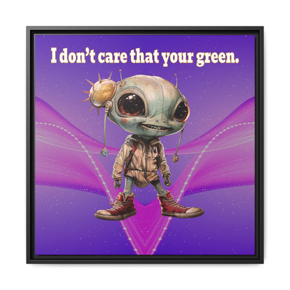 I don't care that your green - framed canvas art (purple-pink wave)